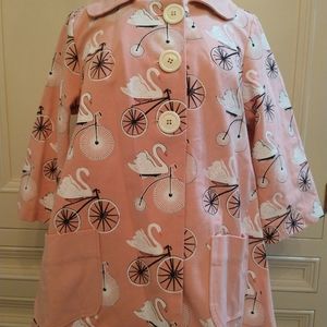 Love Dove by Grace Pink Swing Jacket Size M Swans on Bikes NWT